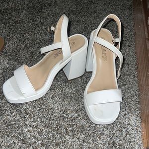 white block heels gently used